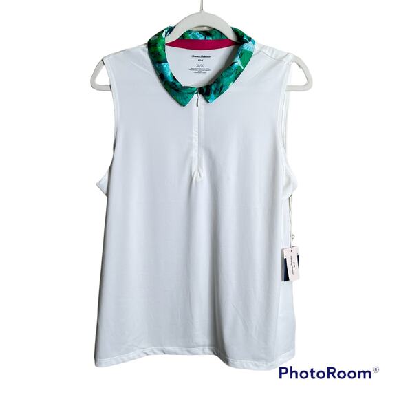 Tommy Bahama Tops - Tommy Bahama Golf Shirt size XL white with floral print collar